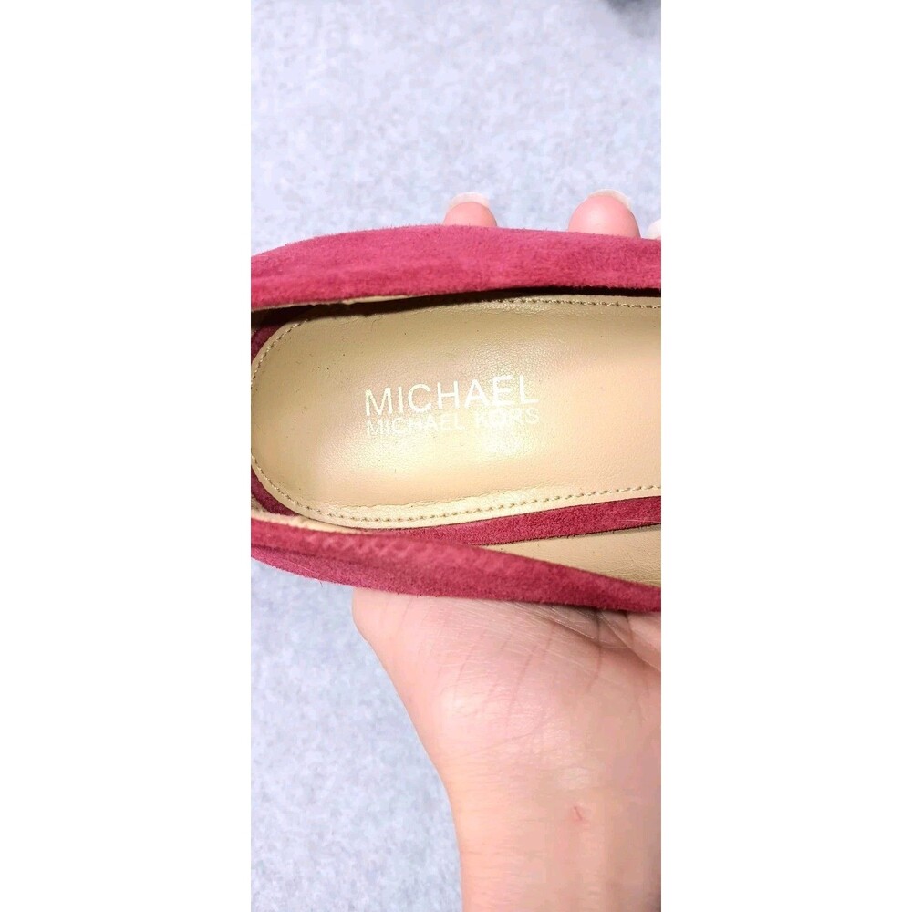 Michael Kors Dorothy Flex Pump Womens 7.5 Berry Red Suede Leather Pointed Toes - Picture 2 of 7
